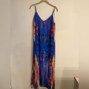 Lulu's Colorful Maxi Dress in Blue and Red